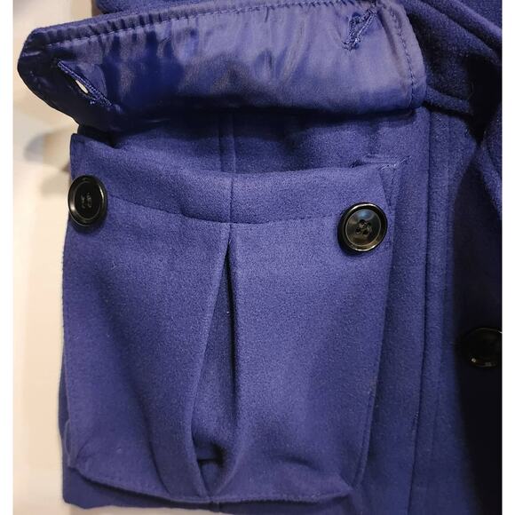 What's Hot Cobalt Blue Wool Blend Peacoat Jacket Size Small - Picture 6 of 7